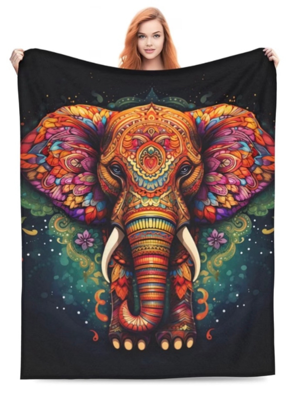 NEW Mandala Elephant Blanket Gifts Indian Throw Blankets Soft Lightweight 50x40”